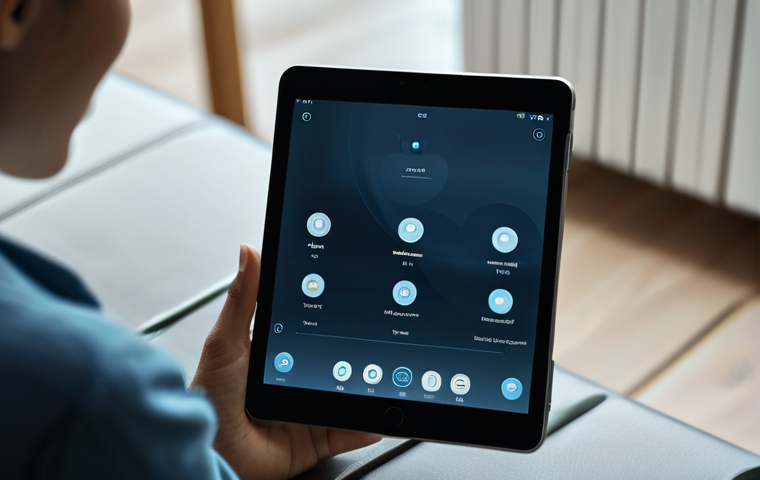 A contemplative adult, fully clothed in modest, comfortable attire, gently holding a tablet displaying an abstract, calming interface, indicating mood tracking. They are seated in a softly lit, modern, minimalist room, with blurred background details emphasizing privacy and introspection. The scene highlights self-reflection and personalized well-being through digital tools. safe for work, appropriate content, fully clothed, modest, perfect anatomy, correct proportions, natural pose, well-formed hands, proper finger count, natural body proportions, professional photography, high quality, serene atmosphere.