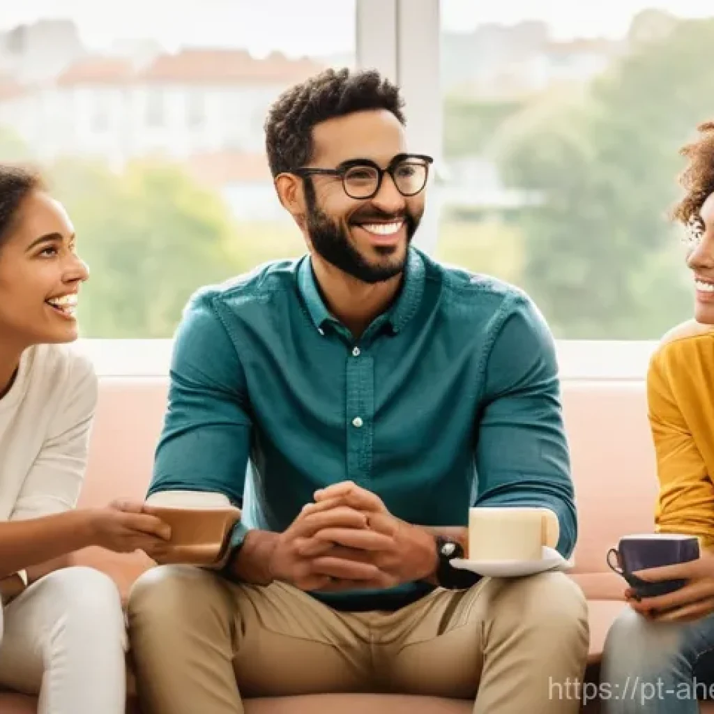 정신건강 케어에서의 팀워크의 중요성 - **Prompt 1: The Supportive Web of Connection**
    "A diverse group of adults and one young adult, a...