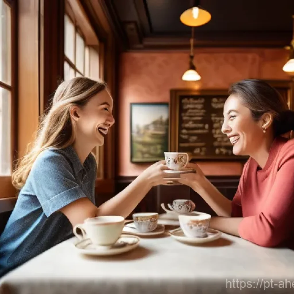 정신건강 치료에서의 통합적 접근법 - **Connection:** Two individuals (friends or family members, modestly dressed) are sharing a light, g...