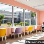 Home 18 정신건강 케어를 위한 인프라 구축 전략 - A modern mental health community center in a Brazilian urban neighborhood, featuring a welcoming, hu...